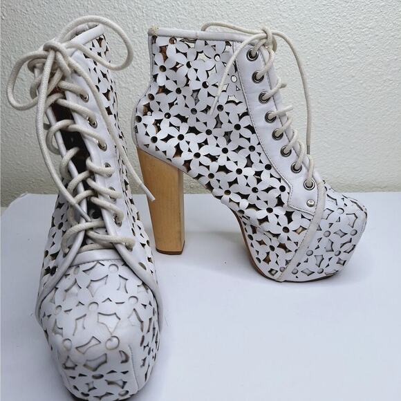 Jeffrey Campbell X UO Lita Boots Daisy Floral Cut Out 6.5 Platform Festival Boho - Picture 2 of 13